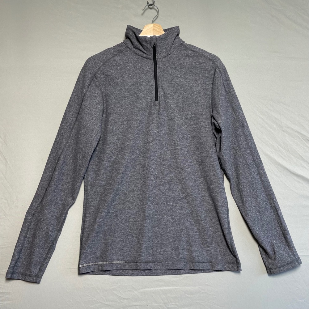 Lululemon Mens‎ Gray Heathered Quarter Zip Pullover Long Sleeve Athletic Shirt